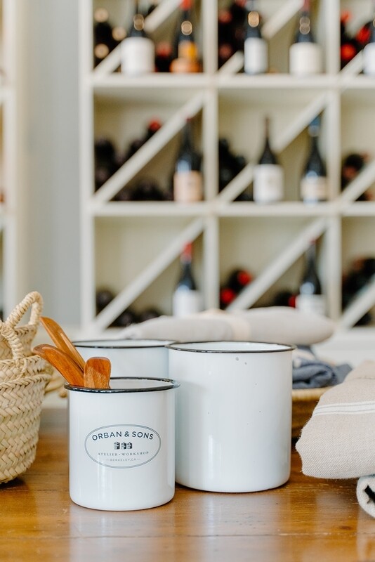 Orban &amp; Sons Enamel Utensil Crock / Canister