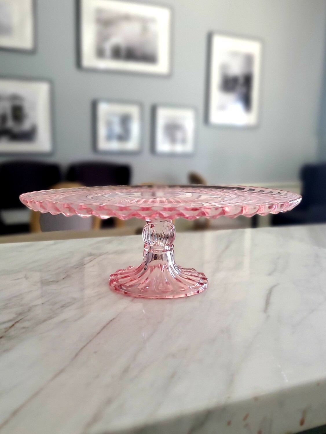 Glass Cake Stand - pink