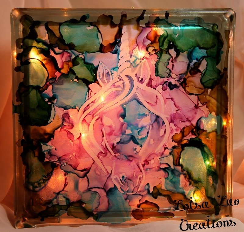 Unicorn - Painted Glass Light