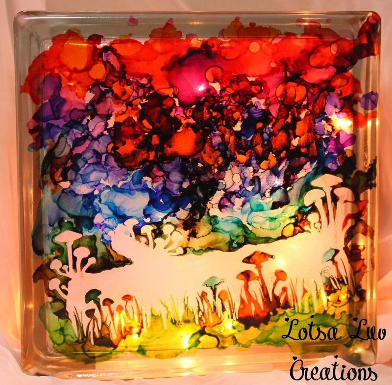 Saprophyte Mushrooms - Painted Glass Light