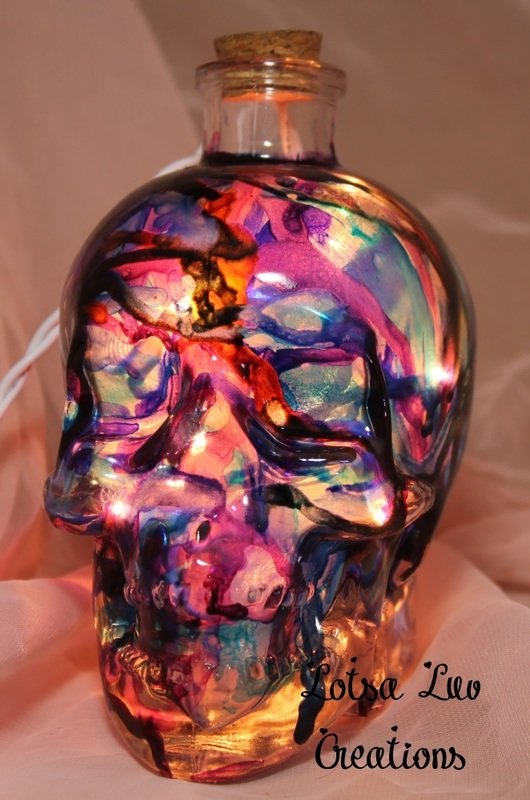 Skull - Painted Glass Light