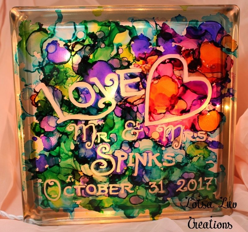 CUSTOM Painted Glass Light - Anniversary