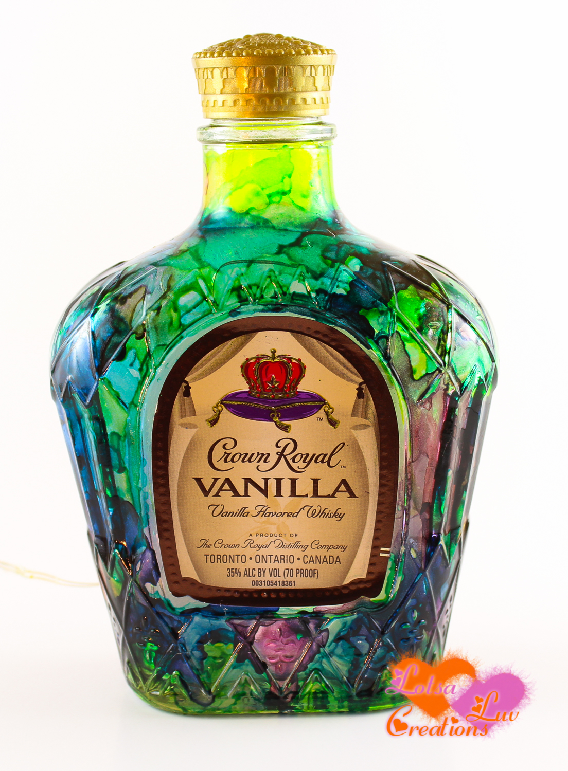 Download Beautifully Hand Painted Crown Liquor Bottle Shabby Chic Teal Turquoise Art Collectibles Glass Art Delage Com Br
