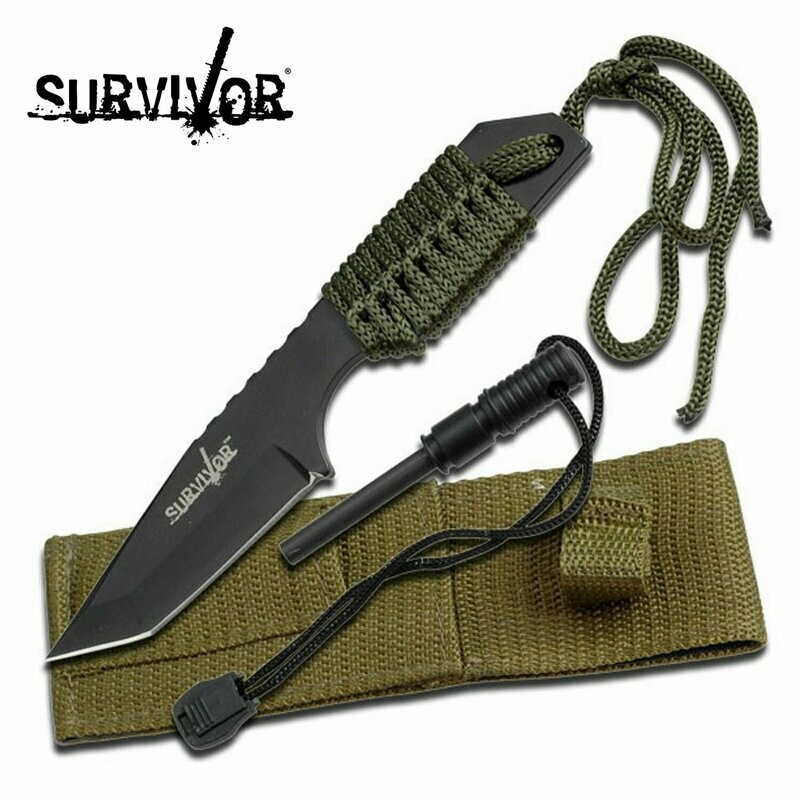 7.5&quot; Fire Starter Hunting Camping Knife W/Flint - 5MM Thick Blade