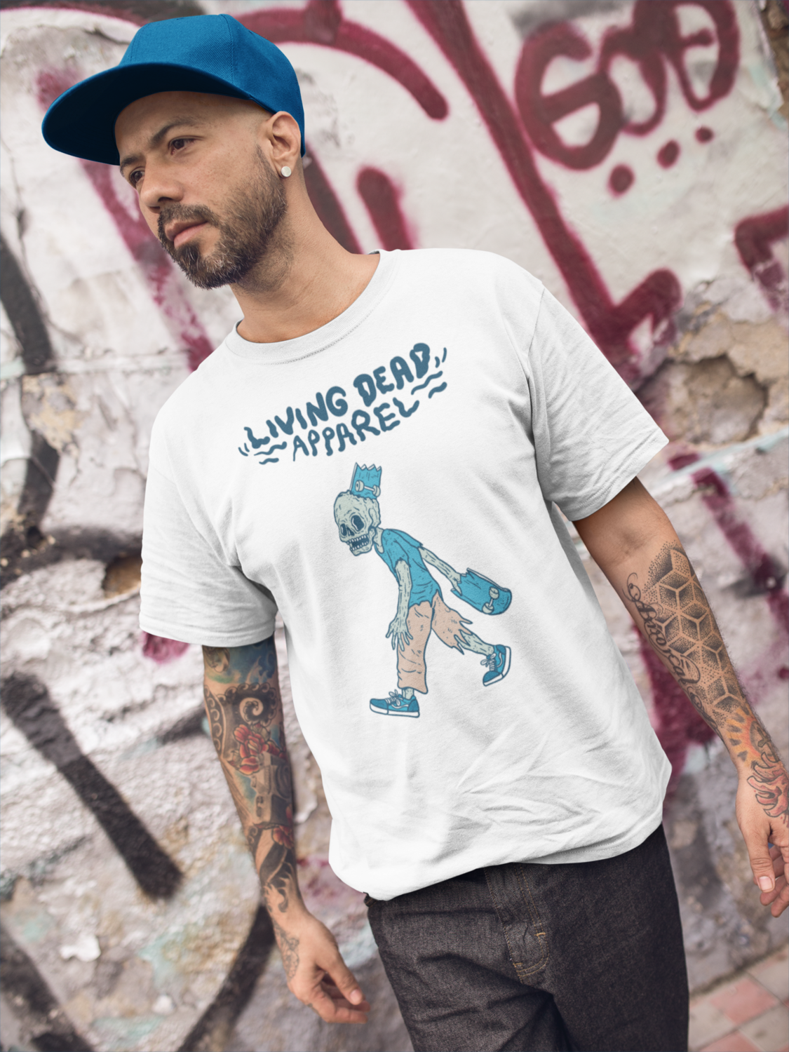 Zombie Skateboard Head Color T-Shirt