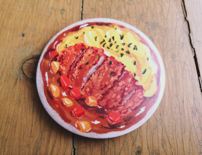 Yum Yum Food Bowl (Katsu Curry Omurice) - Button Pin
