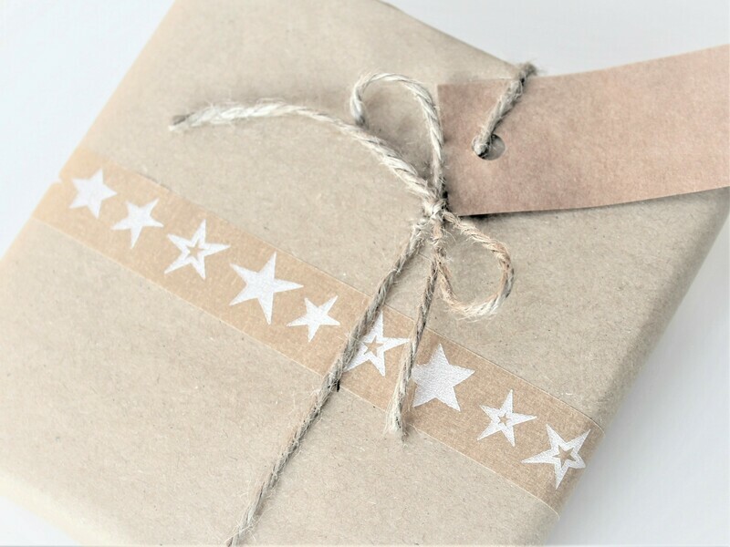 Stars - NATURALLY WRAPT Brown Paper Tape 18mm