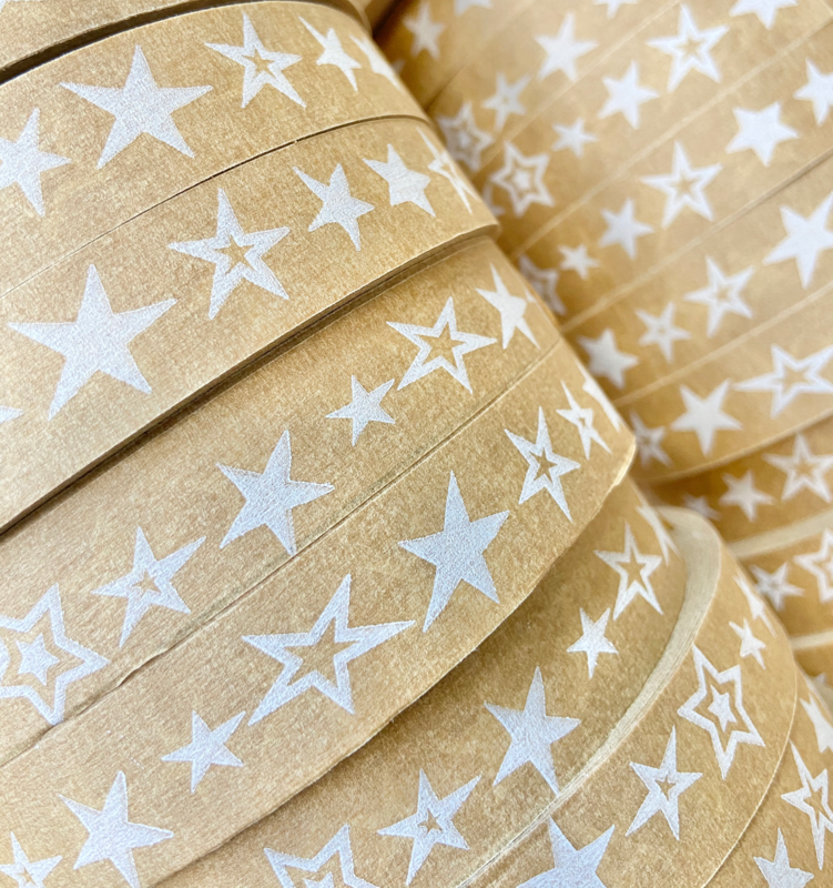 Wonky NATURALLY WRAPT Stars Self Adhesive Paper Tape