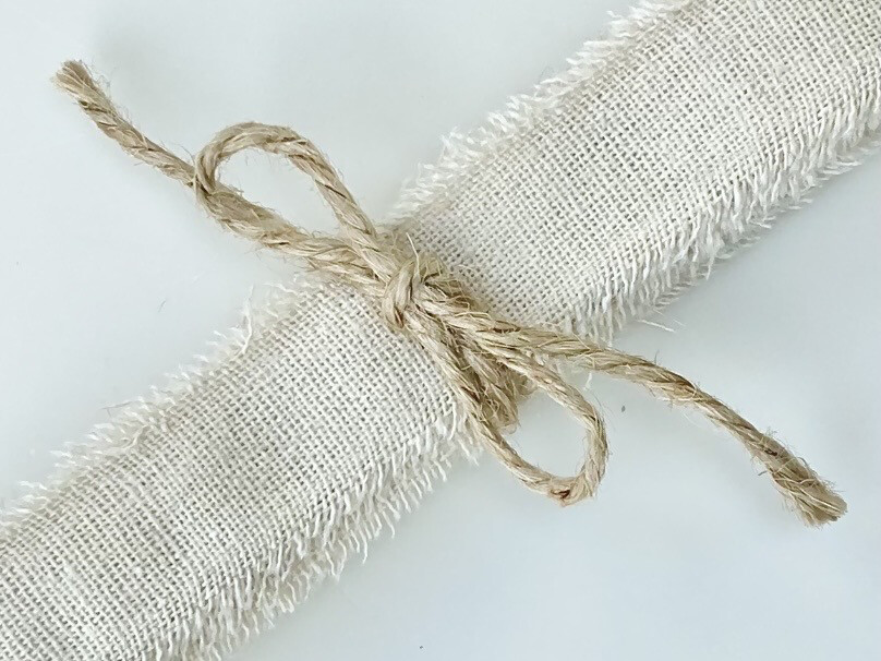Natural Linen Ribbon with Frayed Edge 25mm
