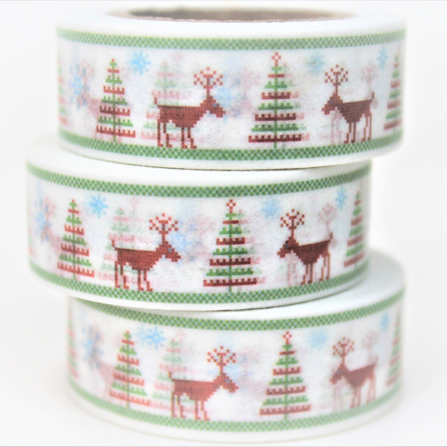 Scandi Trees and Reindeer Paper Tape 15mm