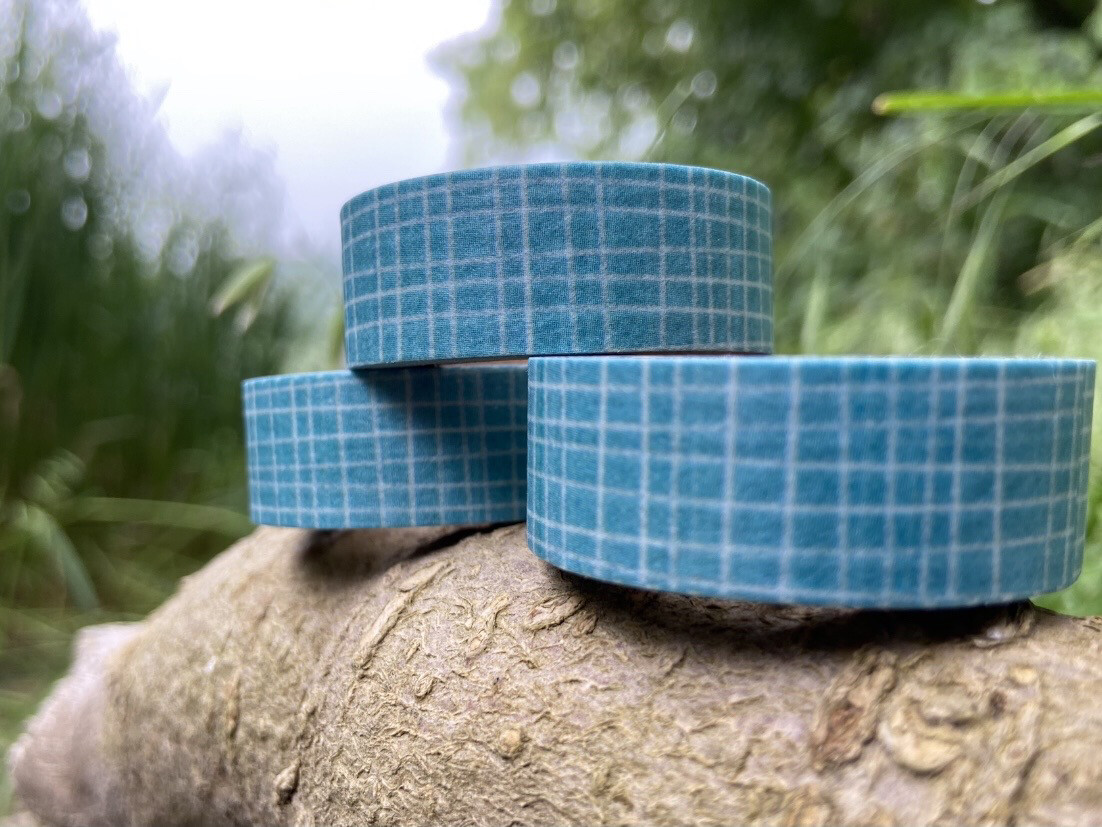 Teal Check Paper Tape 15mm