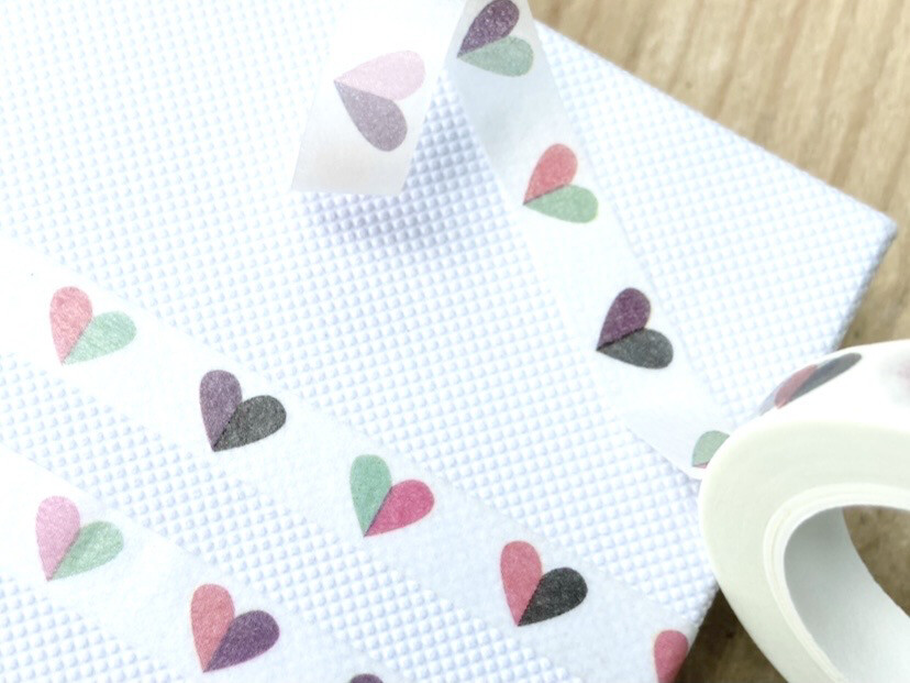 Colourful Hearts Paper Tape 8mm