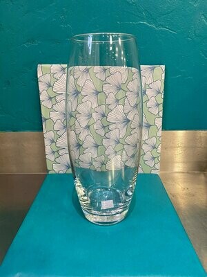 Vase en verre de forme obus transparent de 30cm de haut