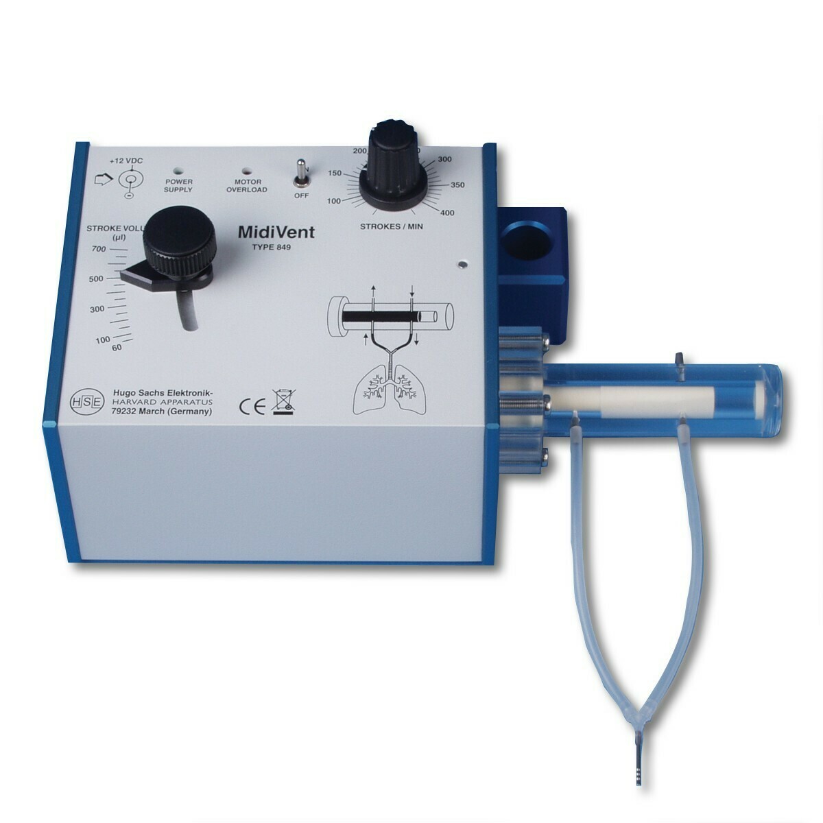 MidiVent Ventilator for Large Mice and Small Rats (Model 849), Single Animal, Volume Controlled