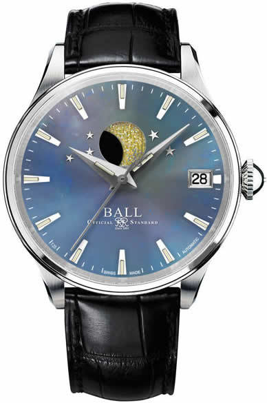 Ball Watch Trainmaster Moon Phase Ladies Blue MOP NL3082D-LJ-BE