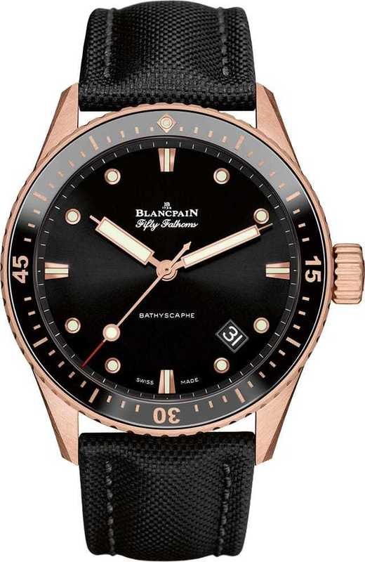 Blancpain Fifty Fathoms Bathyscaphe ceramic insert and Ceragold 5000-36S30-B52A