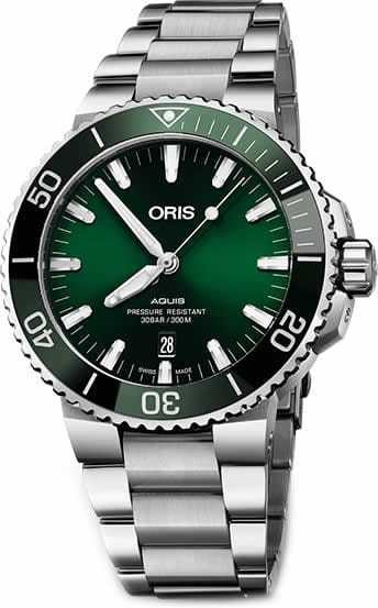 Oris Aquis Date Green Dial on Bracelet