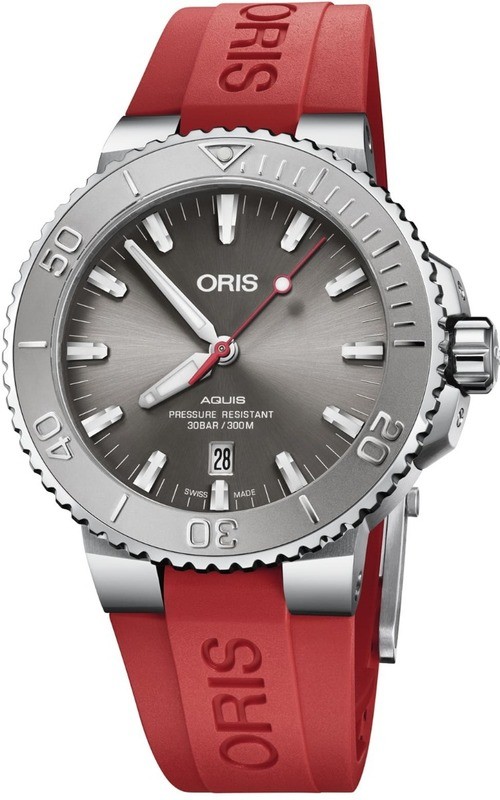 Oris Aquis Date Relief Red Strap 01 733 7730 4153-07-4 24 66EB - Exquisite  Timepieces