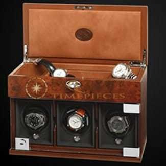 Underwood Watch Winder Three Module with Jewellery Case Briarwood