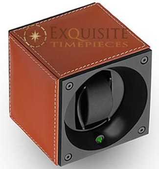 Swiss Kubik Watch Winder Single Natural Calf Leather With White Stitches Window Protect