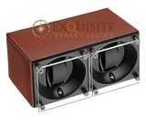 Swiss Kubik Watch Winder Double Natural Calf Leather With White Stitches Window Protect