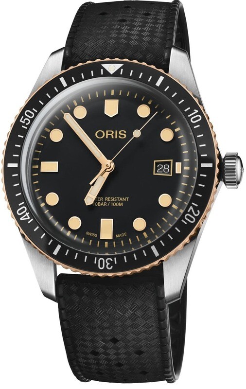 Oris Divers Sixty-Five Black Dial on Rubber Strap