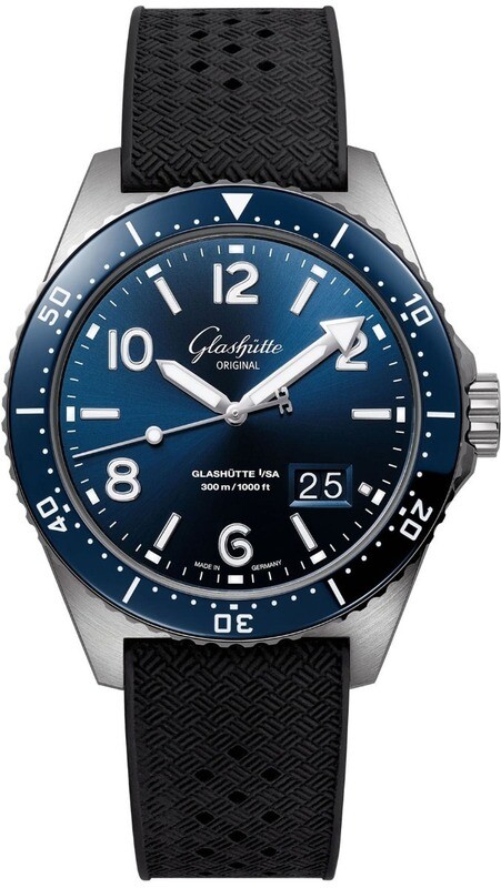 Glashütte Original SeaQ Panorama Date Blue Dial Rubber Strap