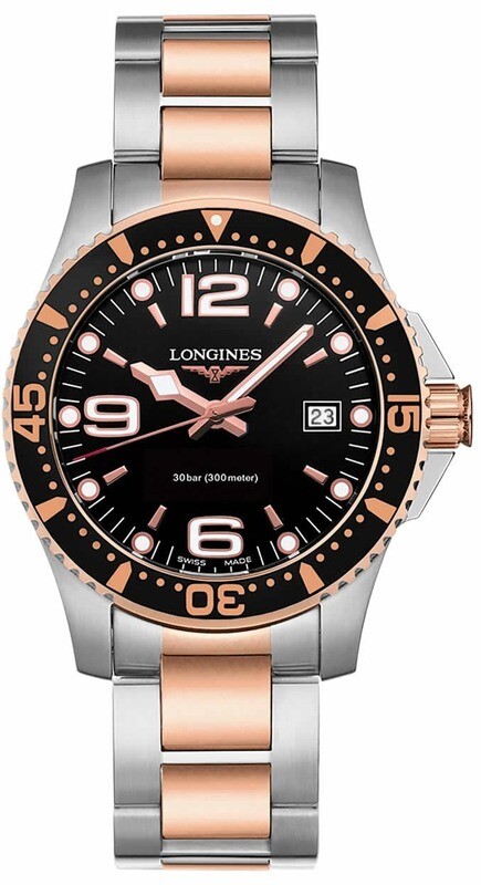 Longines Hydroconquest Steel Red PVD Black Dial