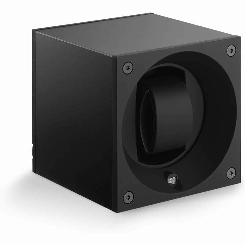 SwissKubik Watch Winder Single Anodized Black With Window Protect