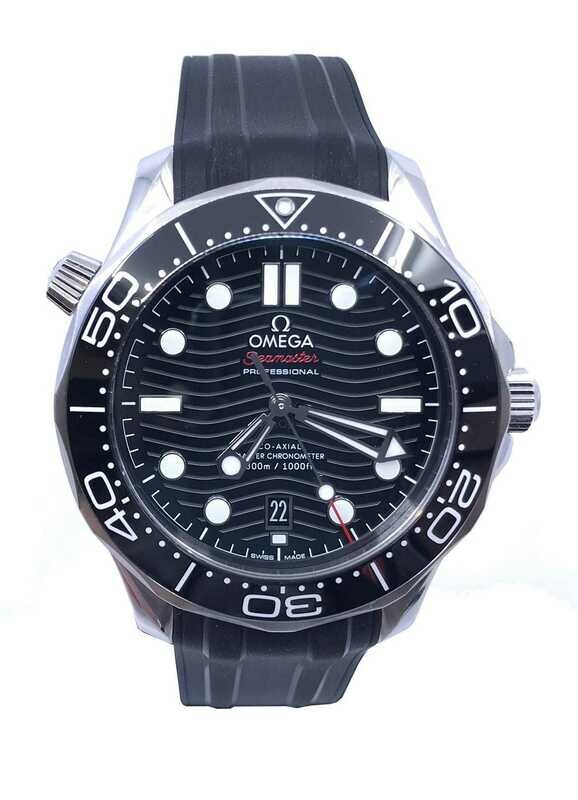 Omega Seamaster Diver 300M Co-Axial Master Chronometer Black Dial on Rubber Strap 210.32.42.20.01.001