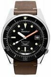 Squale 1521 Classic Black on Leather Strap