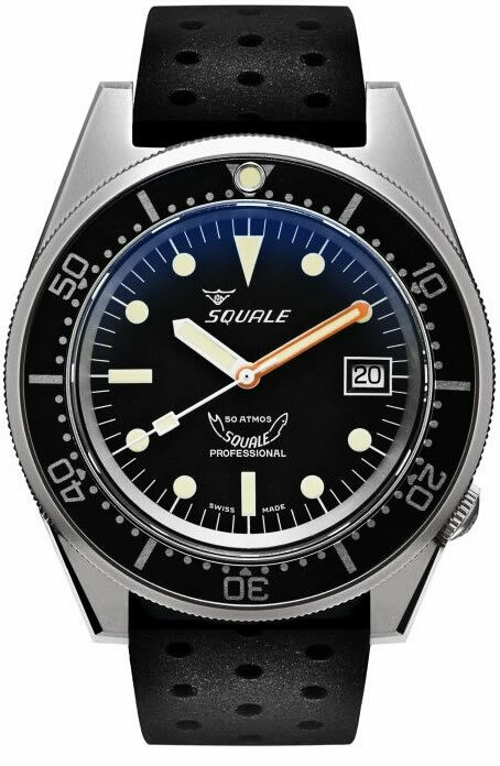 Squale 1521 Classic Black Sand Blasted on Rubber Strap - Exquisite  Timepieces