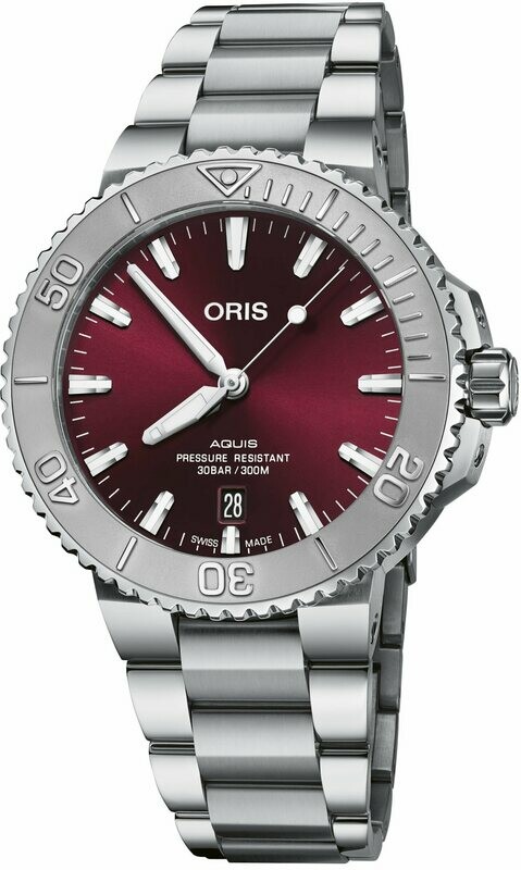 Oris Aquis 41mm Cherry Dial 01 733 7766 4158-07 8 22 05 PEB - Exquisite  Timepieces