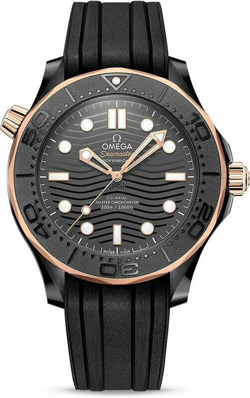 Omega Seamaster Diver 300 Black Ceramic on Rubber Strap