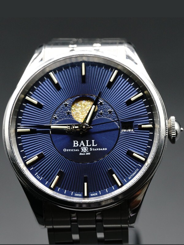 Ball Watch Trainmaster Moon Phase Blue Dial NM3082D-SJ-BE