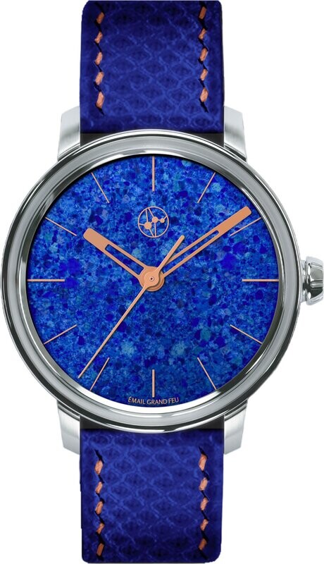Lundis Bleus Contemporaines Abstract on Snake Leather Strap