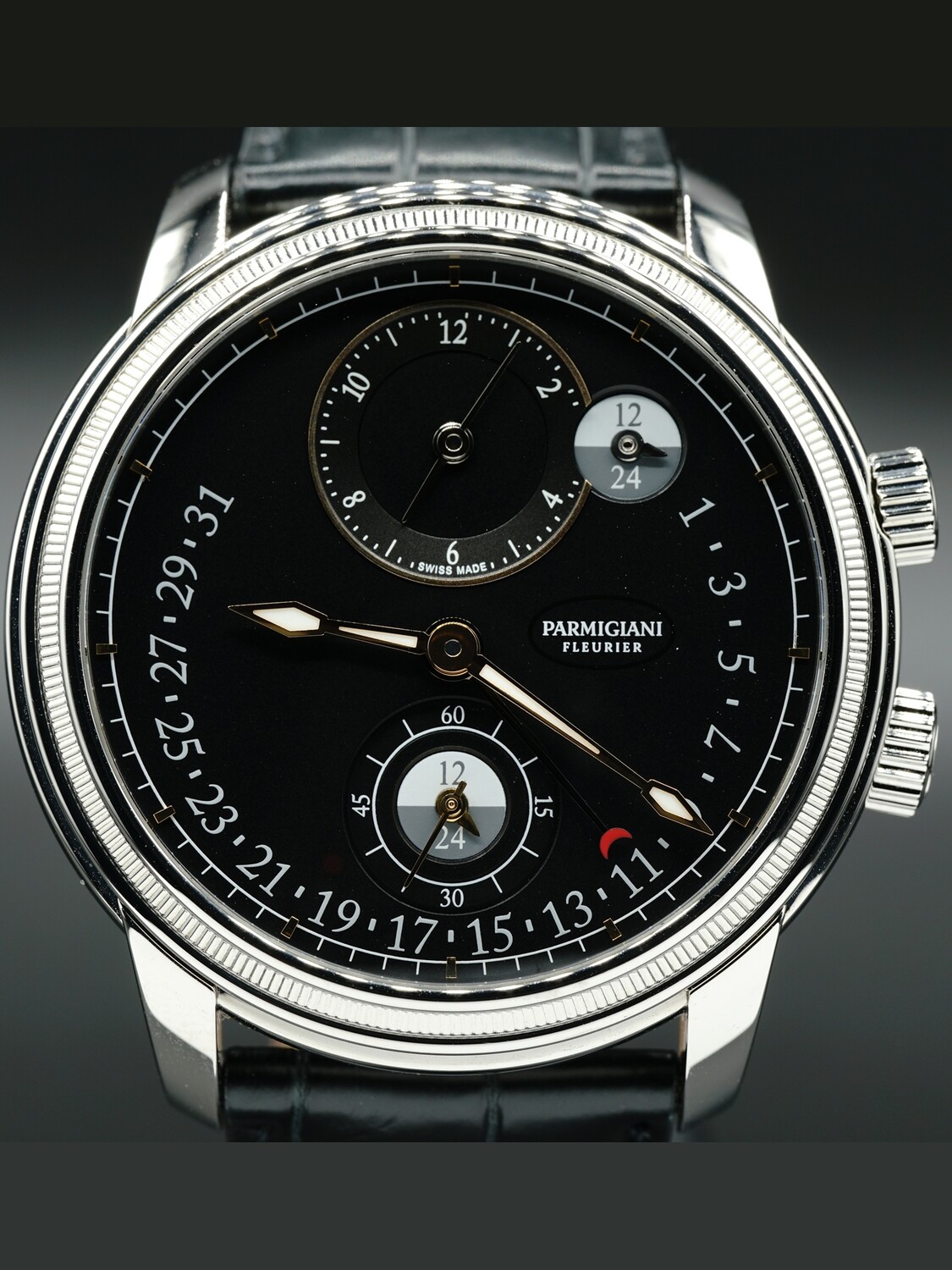 Parmigiani Fleurier Toric Hemispheres Retrograde Steel Black PFC493 0001400 XA1442 Exquisite Timepieces