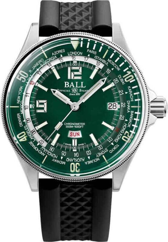 Ball DG2232A-PC-GR Engineer Master II Diver Worldtime 42mm Green Dial on Strap
