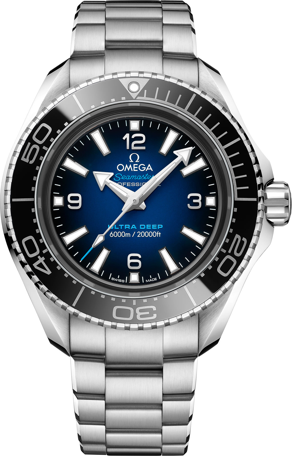 Omega Seamaster Planet Ocean 6000m Ultra Deep Blue Dial 45.5mm on Bracelet  - Exquisite Timepieces