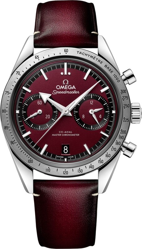 Omega Speedmaster 57 Coaxial Chronometer Chronograph Red Dial 40.5mm on Strap