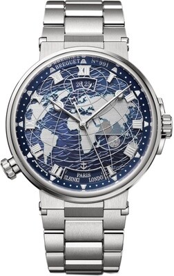 Breguet Marine Hora Mundi 5557 White Gold Blue Dial on Bracelet