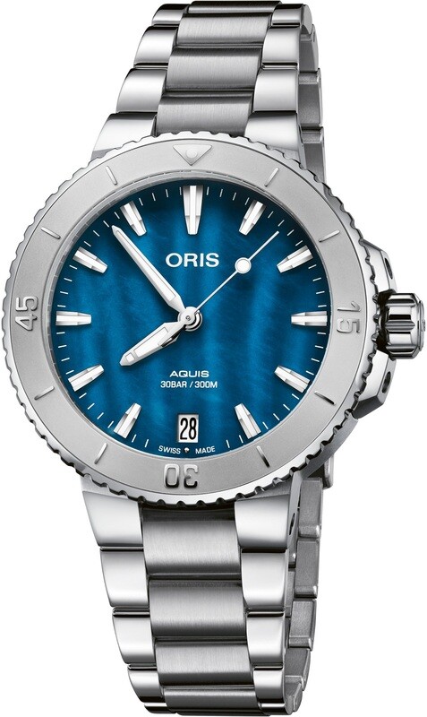 Oris Aquis Date 36.5mm Aegean Blue