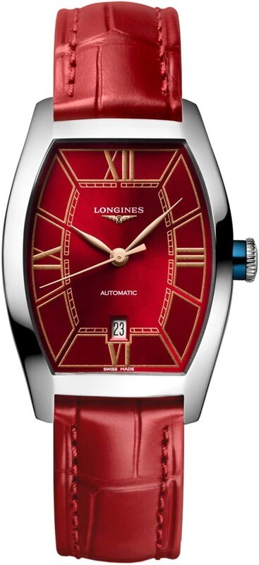 Longines Evidenza Red Dial on Strap L2.142.4.09.2
