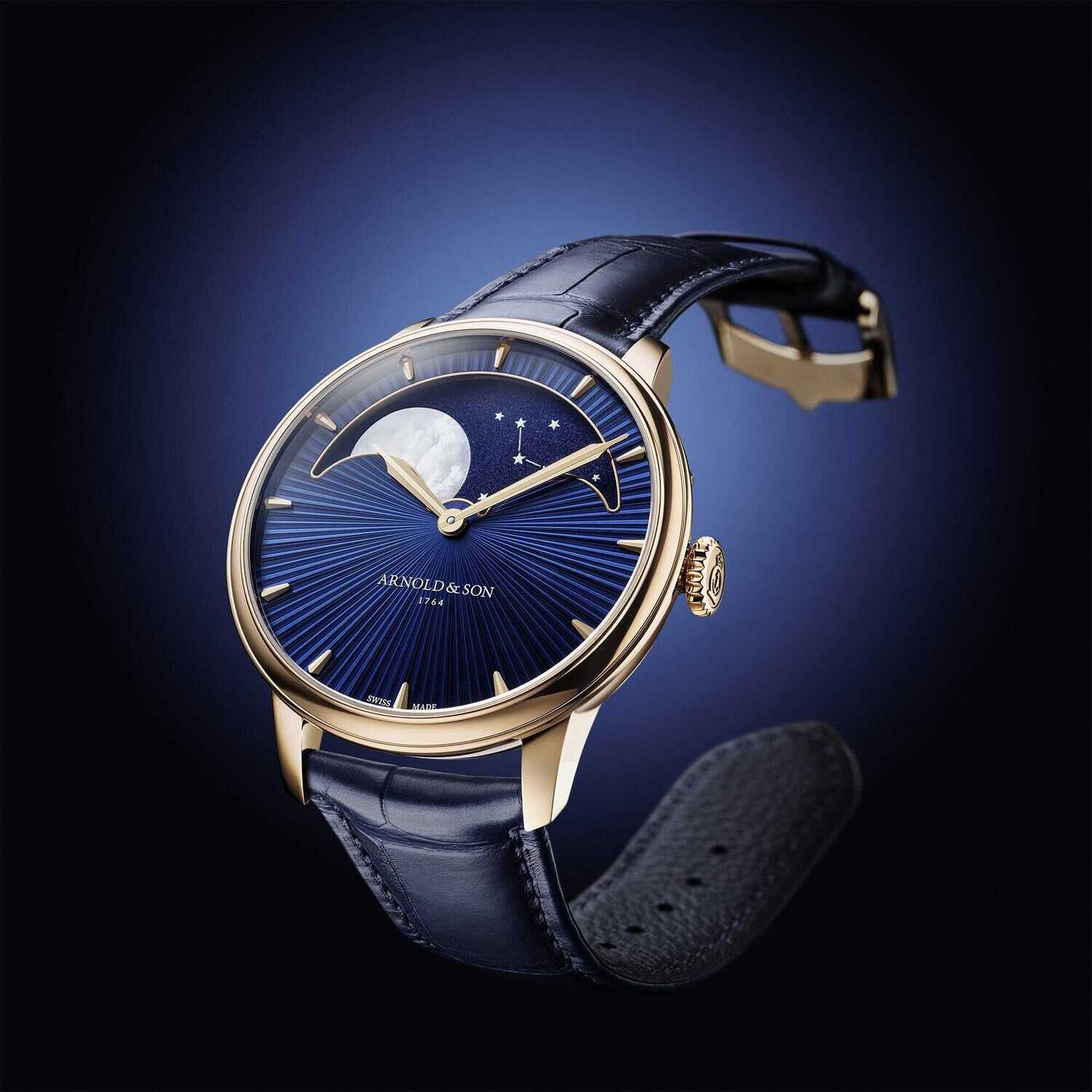 Arnold & Son Perpetual Moon 41.5 Gold - Blue Stellar Rays - Exquisite ...