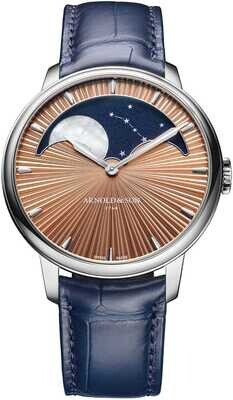 Arnold & Son 1GLBX.P01A.C200W Perpetual Moon 41.5 Platinum Salmon Celestial Rays