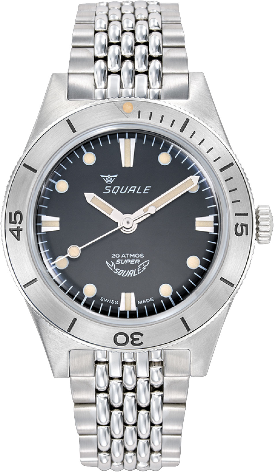 Squale Super-Squale Sunray Black on Bracelet - Exquisite Timepieces