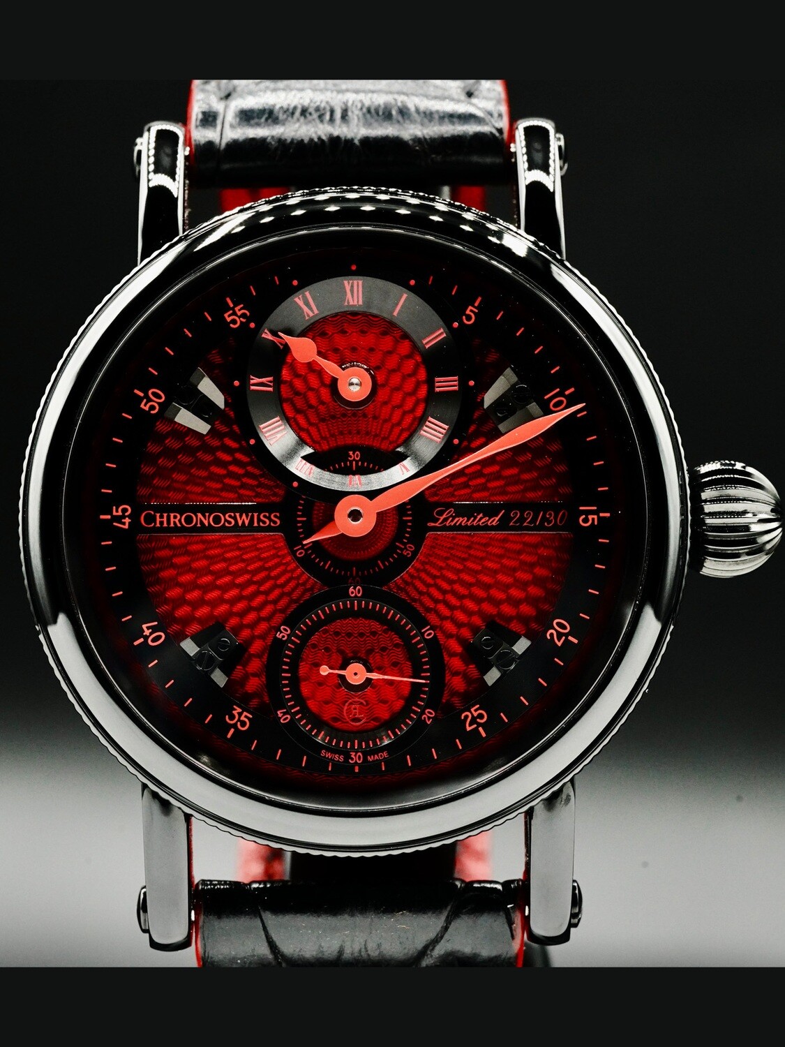 ALGONQUINS アルゴンキン　パンク　punk スカル　タンクトップ 赤黒 51-30 Chrono Leather Watch | Silver / Black / Cranberry | Men's