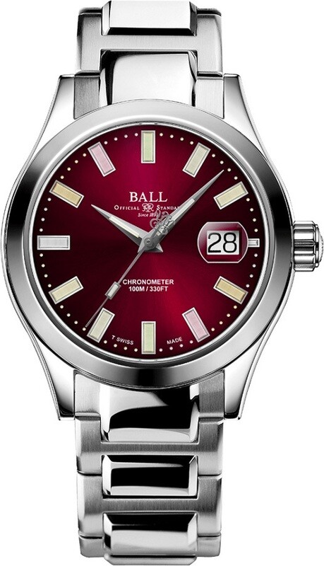Ball Engineer III Marvelight Chronometer Burgundy Red 40mm NM9026C-S27C-RDR Rainbow Tubes
