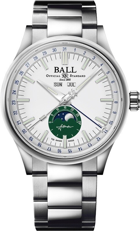 Ball Engineer II Moon Calendar White and Green Dial