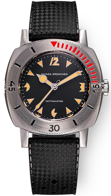 Nivada Grenchen Depthmaster 14105A01 Pacman on Rubber Strap